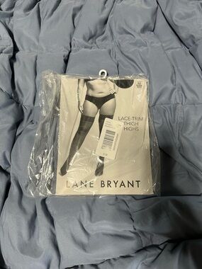 Lane Bryant Black Lace-Top Sheer Thigh Highs